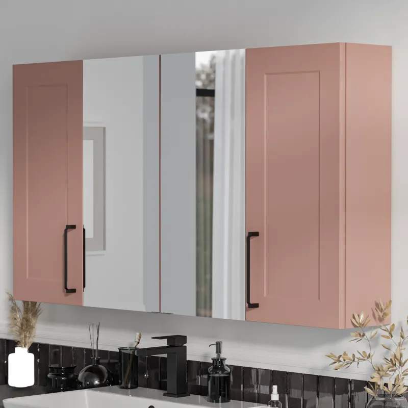 Product image for Oliver Pink 1200mm Mirror Cabinet With Double Wall Storage