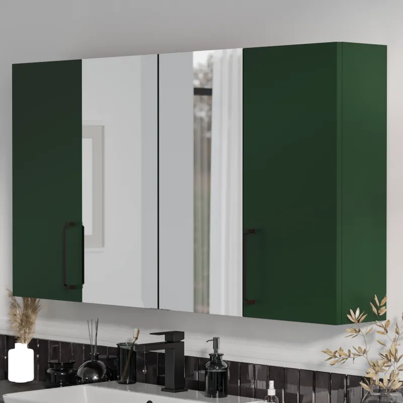Product image for Oliver Matt Green 1200mm Mirror Cabinet With Double Wall Storage