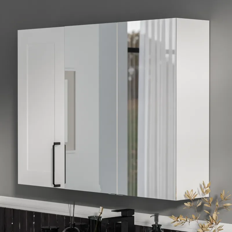 Product image for Oliver White 1200mm Mirror Cabinet With Single Wall Storage Standard