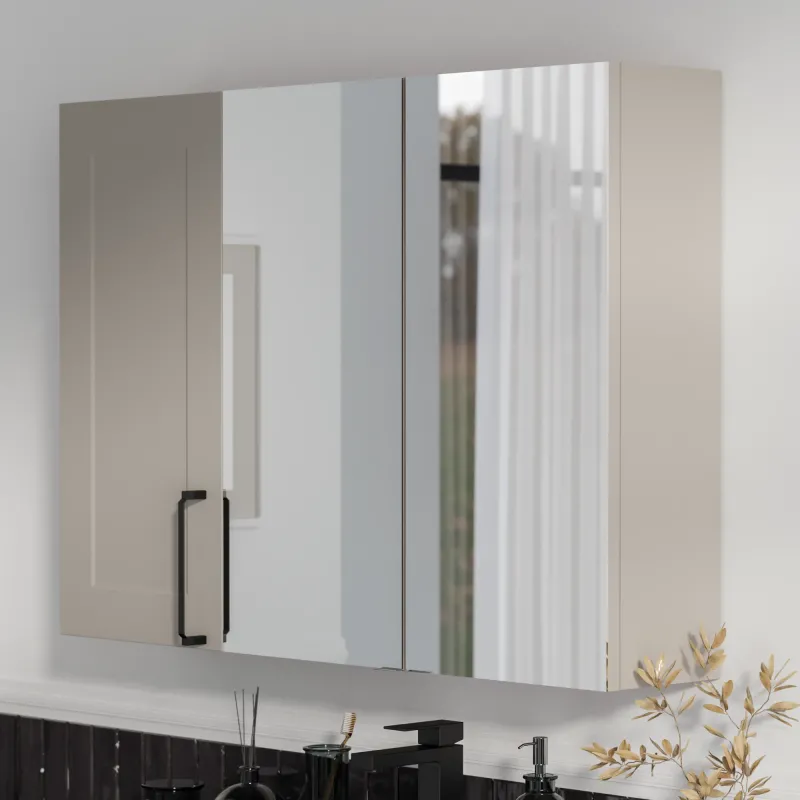 Product image for Oliver Cashmere 1200mm Mirror Cabinet With Single Wall Storage