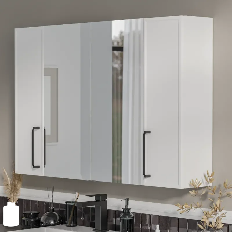 Product image for Oliver White 1200mm Mirror Cabinet With Double 200mm Wall Storage Slim