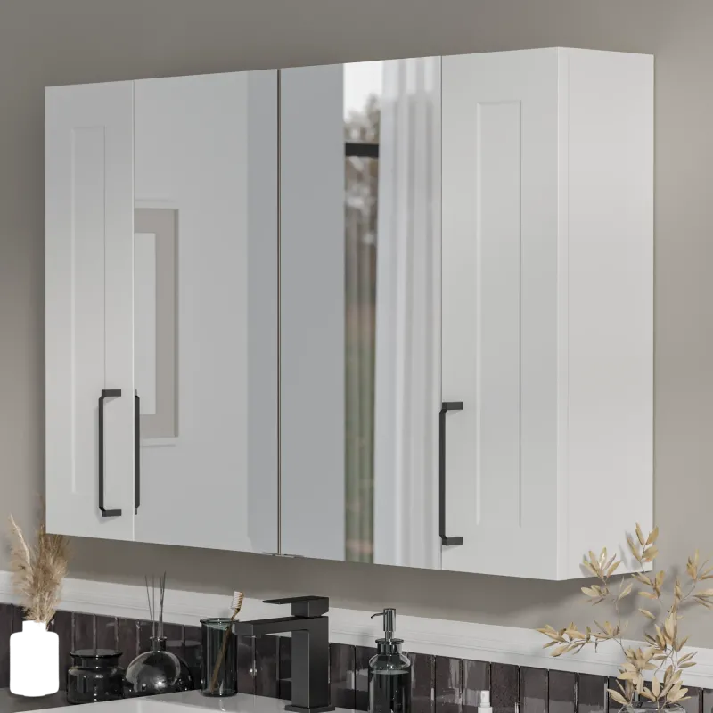Product image for Oliver White 1200mm Mirror Cabinet With Double 200mm Wall Storage Standard