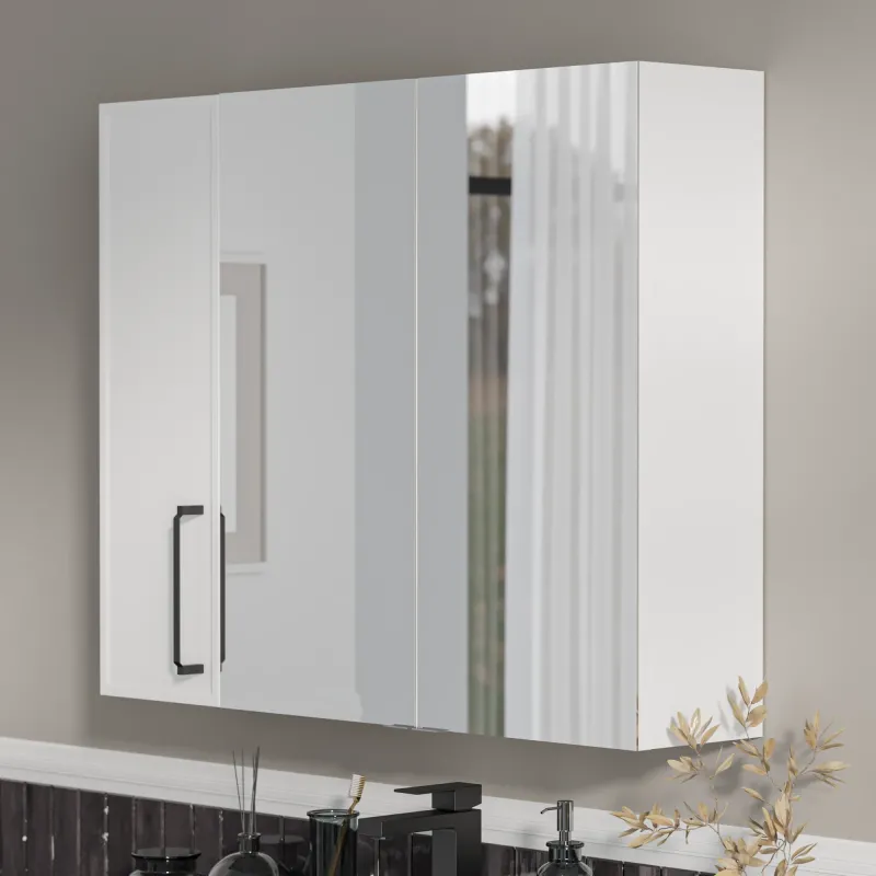 Product image for Oliver White 1200mm Mirror Cabinet With Single 200mm Wall Storage Slim