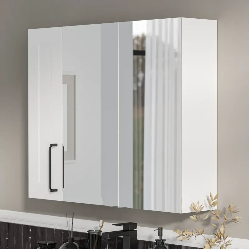 Product image for Oliver White 1200mm Mirror Cabinet With Single 200mm Wall Storage Standard