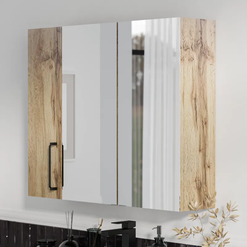 Product image for Oliver Oak 1200mm Mirror Cabinet With Single 200mm Wall Storage