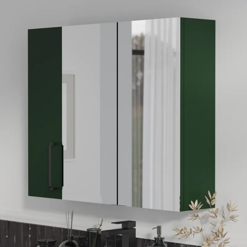 Product image for Oliver Matt Green 1200mm Mirror Cabinet With Single 200mm Wall Storage