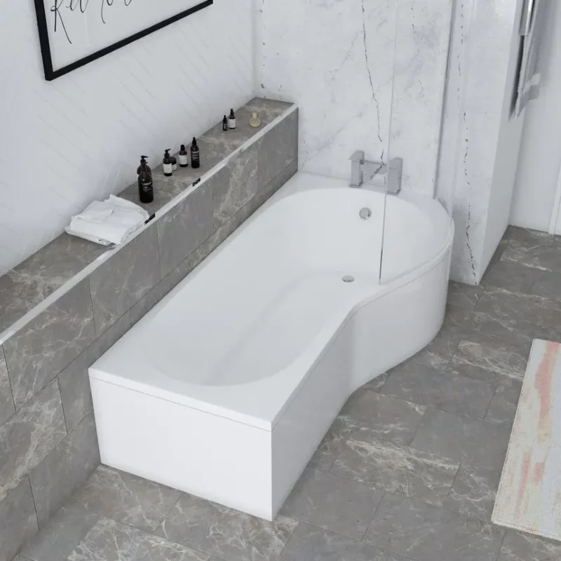 Angled Top View Showing Room Scene of Ethan P-shaped 1700 Shower Bath