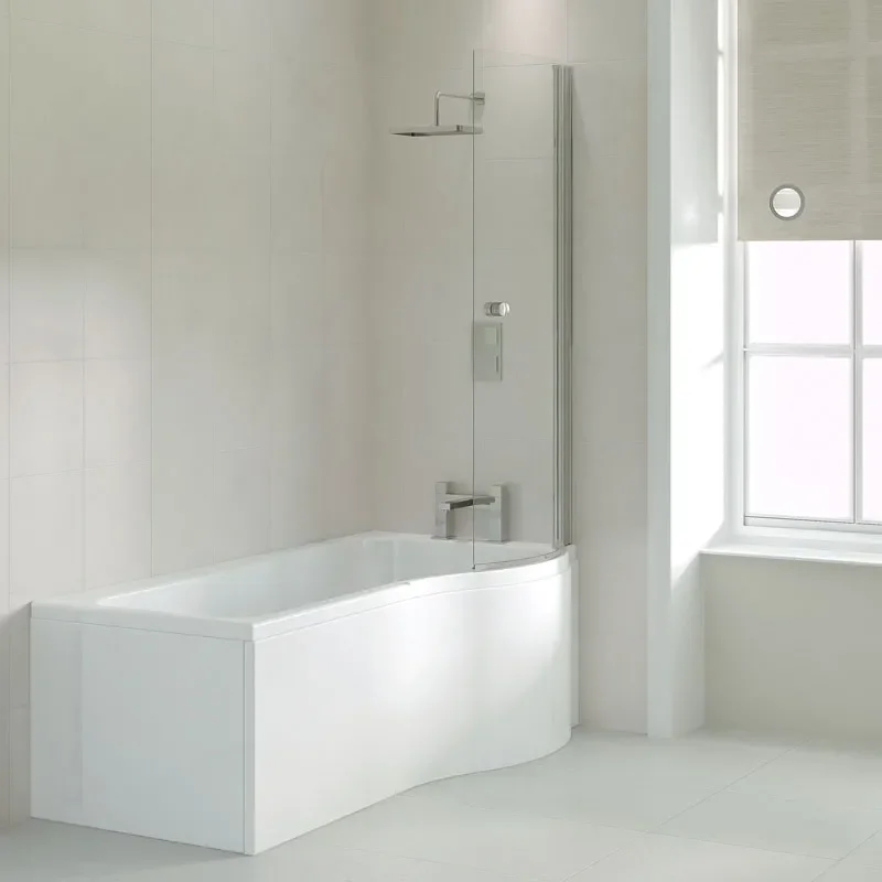 Ethan 1700 P Shaped Whirlpool Shower Bath (rh)