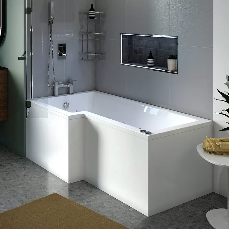 L Shaped Whirlpool Shower Bath (left Handed)