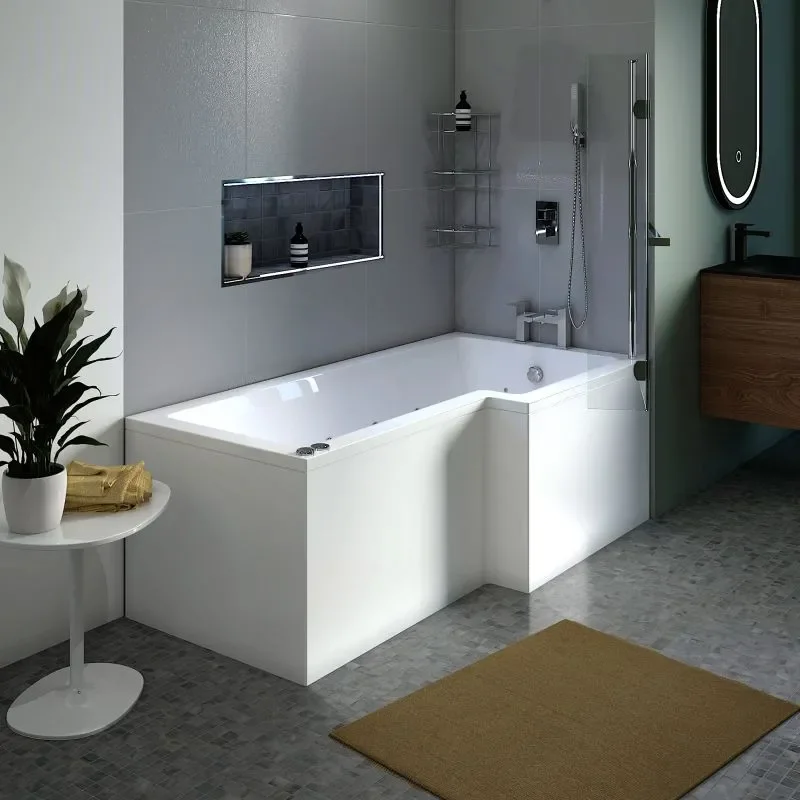 L Shaped Whirlpool Shower Bath (right Handed)