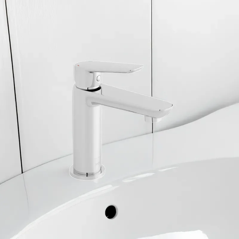 Photon Mini Mono Basin Mixer Smooth Bodied Single Lever Deck Mounted Waste Optional
