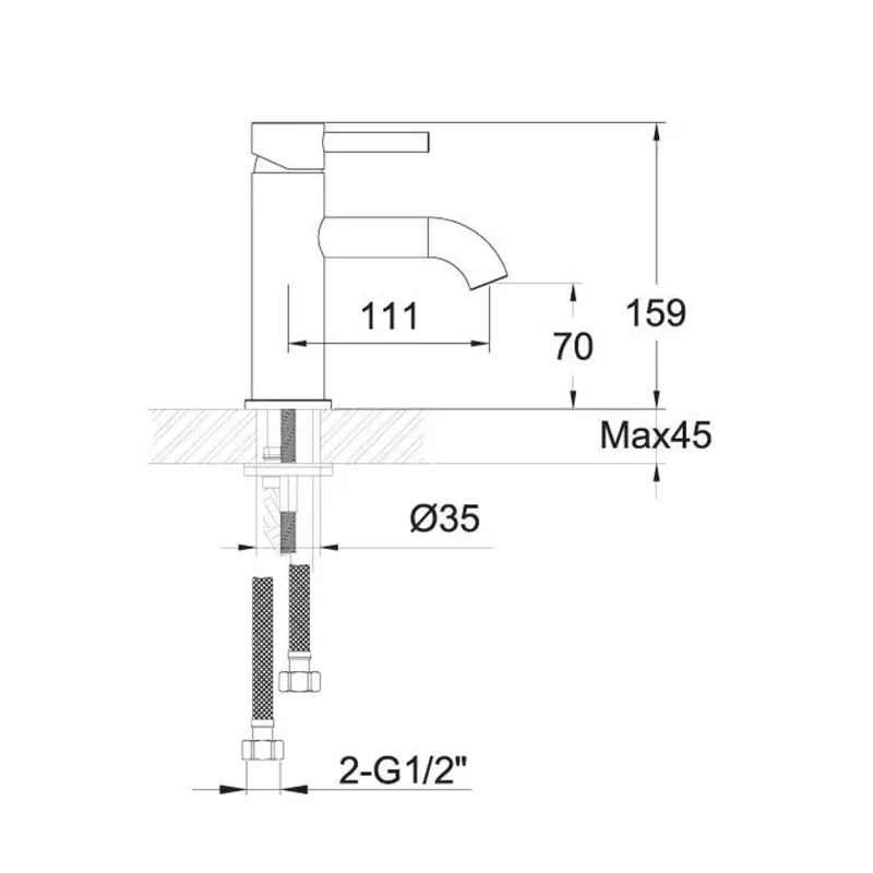 Extra Product Image For Jtp Vos Brushed Black Basin Mixer Tap Tech Drawing 1