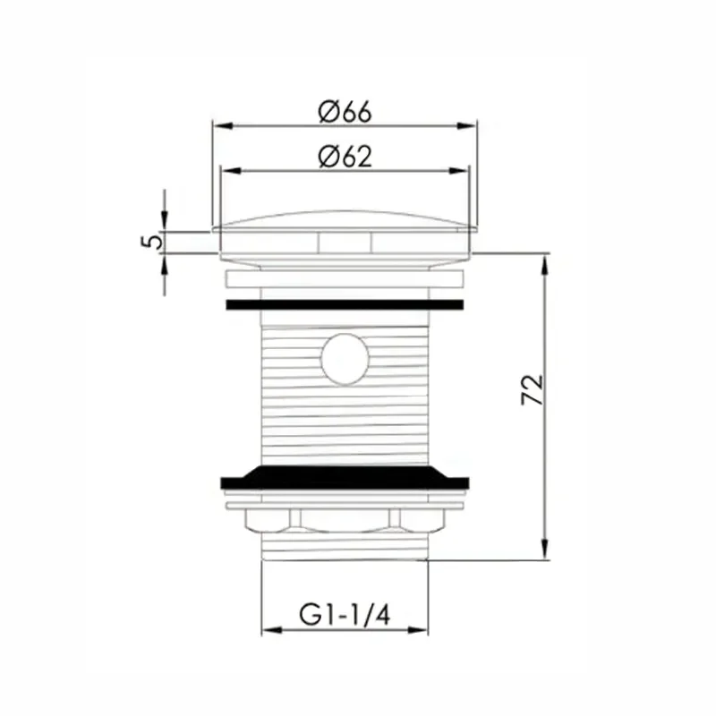 Extra Product Image For Jtp Vos Gold Basin Waste Slotted Tech Drawing 1