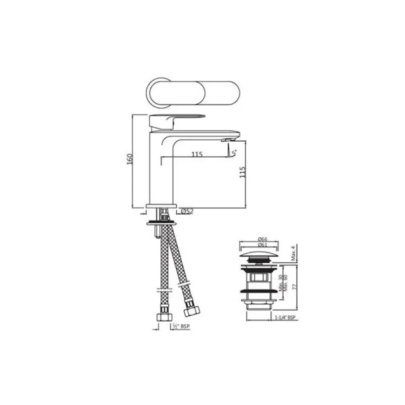 Technical Drawing Lyric Basin Mixer