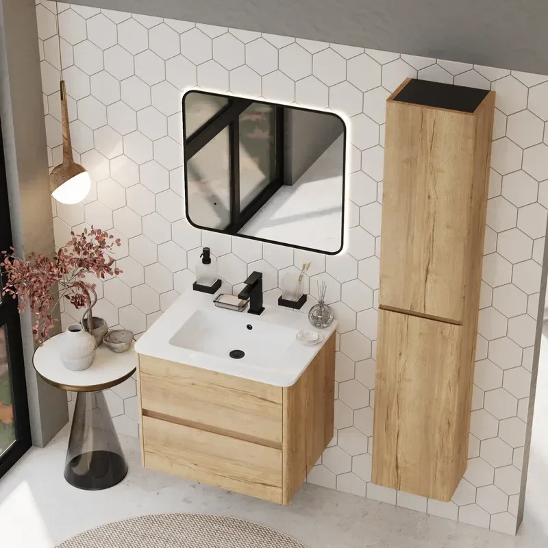 Marilyn 600mm Wall Hung Vanity Unit in Halifax Oak