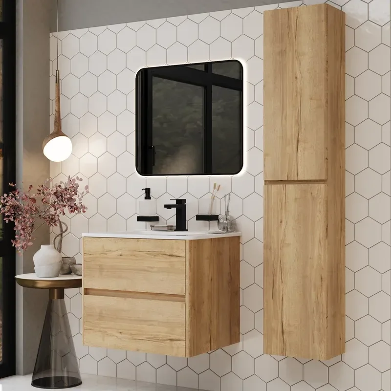Marilyn 600mm Wall Hung Vanity Unit in Halifax Oak