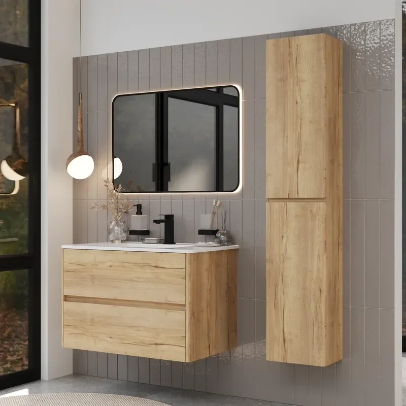 Marilyn 800mm Wall Hung Vanity Unit in Halifax Oak