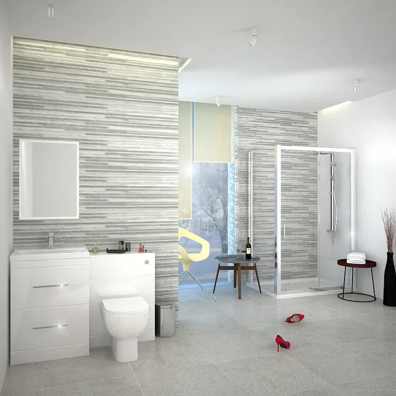 PATELLO WHITE COMBI VANITY TOILET AND SHOWER SLIDING DOOR ENCLOSURE Bathroom SUITE Fashionable