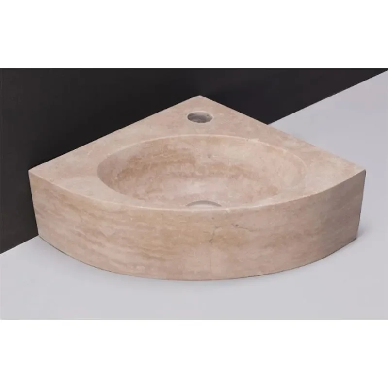 Forzalaqua Turino Stone Cloakroom Corner Wash Basin Travertine Unique Design for Your Bathroom