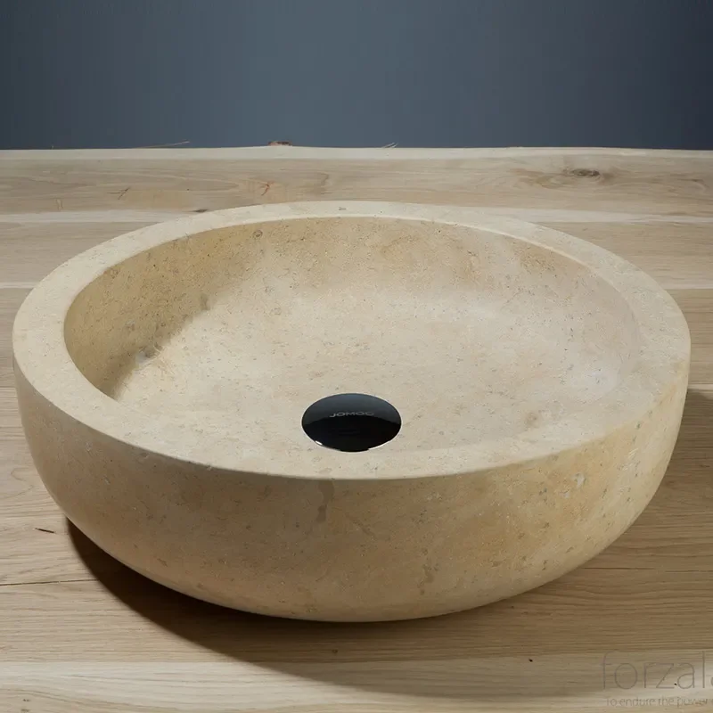 Forzalaqua Verona Natural Stone Countertop Basin Travertine Round Design