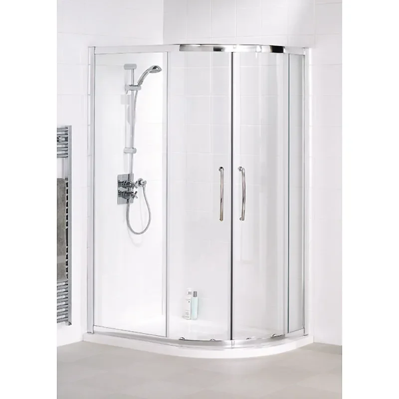 Lakes Reduced Height 1000x800x1750 Offset Quad Shower Enclosure Silver