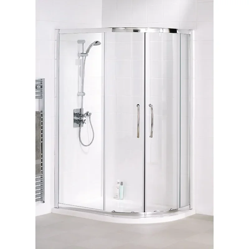 Space Saver 900x800x1750 Offset Quadrant Enclosure Silver Modern