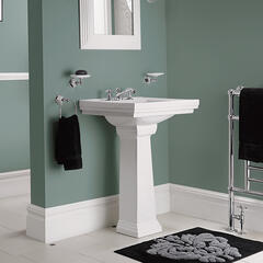 Astoria Deco White Basin 640mm And Tall Large Pedestal