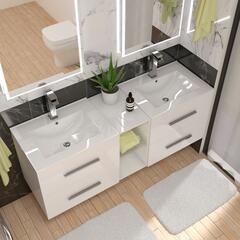 Sonix 1500 Wall hung Double Basin Vanity Unit White