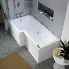 Laguna L Shaped Whirlpool Shower Bath (left Handed)