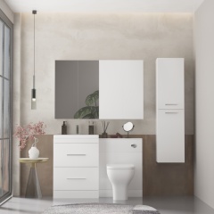 Patello Bathrooom Furniture Suite with Mirror cabinet and Wall storage Luxurious
