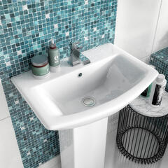 Asselby 600 Ceramic Bathroom Basin and Full Pedestal