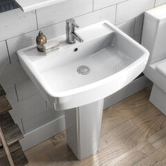 Bliss 520mm Ceramic Bathroom Wash Basin And Full Pedestal