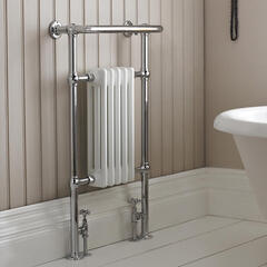 White and Chrome Small Harrow Heated Towel Rail 965x540mm