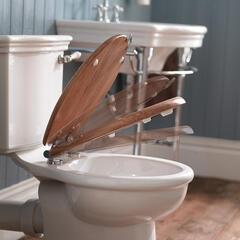 Oval Solid Wood Toilet Seat Chrome Hinge (Colour Options)