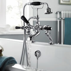 Black Topaz With Crossshead Wall Mounted Bath Shower Mixer