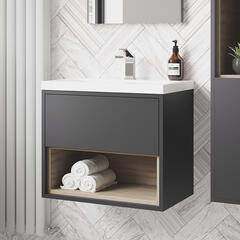 Coast Wall hung 500 Cabinet with storage & Basin