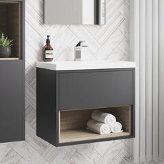 Coast Wall hung 600 Cabinet with storage & Basin