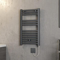 Round Anthracite Electric Bathroom Towel Rail