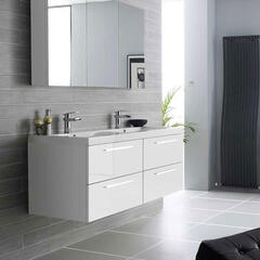 Quartet large wall hung 4 draw bathroom vanity unit and basin