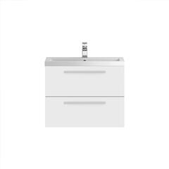 Quartet large wall hung 2 draw bathroom vanity unit and basin