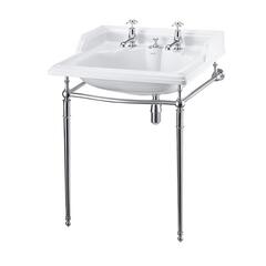 Classic Basin for Integrated Waste & Overflow 65cm 2TH And Chrome washstand