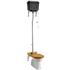 High level toilet pan with Black Aluminium cistern and flush kit
