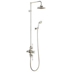 Trent Thermostatic Two Outlet Concealed Shower Valve , Fixed Shower Arm, Handset & Holder with Hose, 6 inch shower head