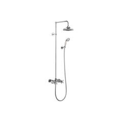 Eden Thermostatic Exposed Shower Bar Valve Two Outlet, Swivel Shower Arm, Handset & Holder with Hose (6 inch shower head)