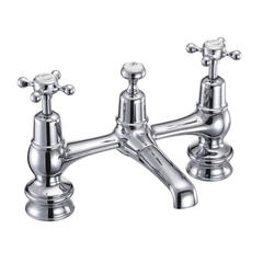 Claremont Two tap hole bridge mixer with swivelling spout with plug and chain waste