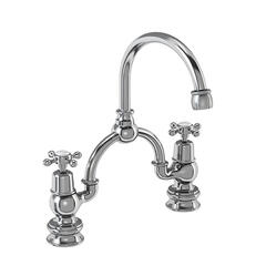 Claremont Two tap hole arch mixer black indice with curved spout (250mm centres)