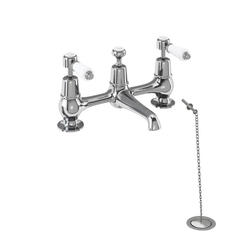 Kensington Two tap hole bridge mixer with swivelling spout with plug and chain waste