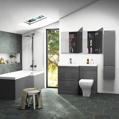 Pemberton L shape Bath Bathroom Furniture Suite Grey