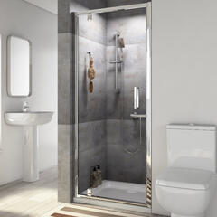 Product image for Radiant Reduced Height Shower Door Pivot Optional Side Panel 1750 x 760