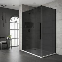 Product image for Jaquar Shower Enclosure Sliding Door Black Frame Dark Glass Optional Side Panel Various Sizes